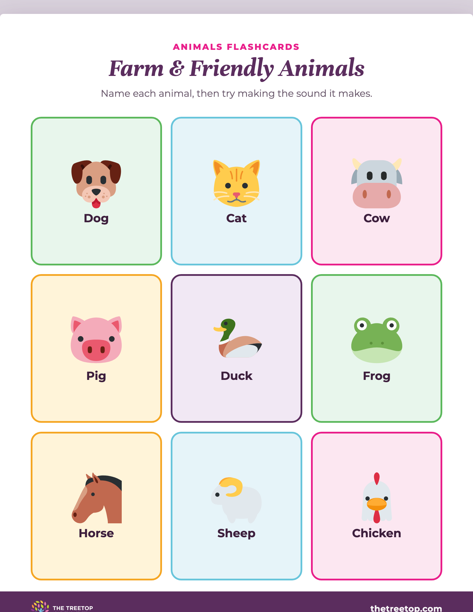 Animals flashcards printable