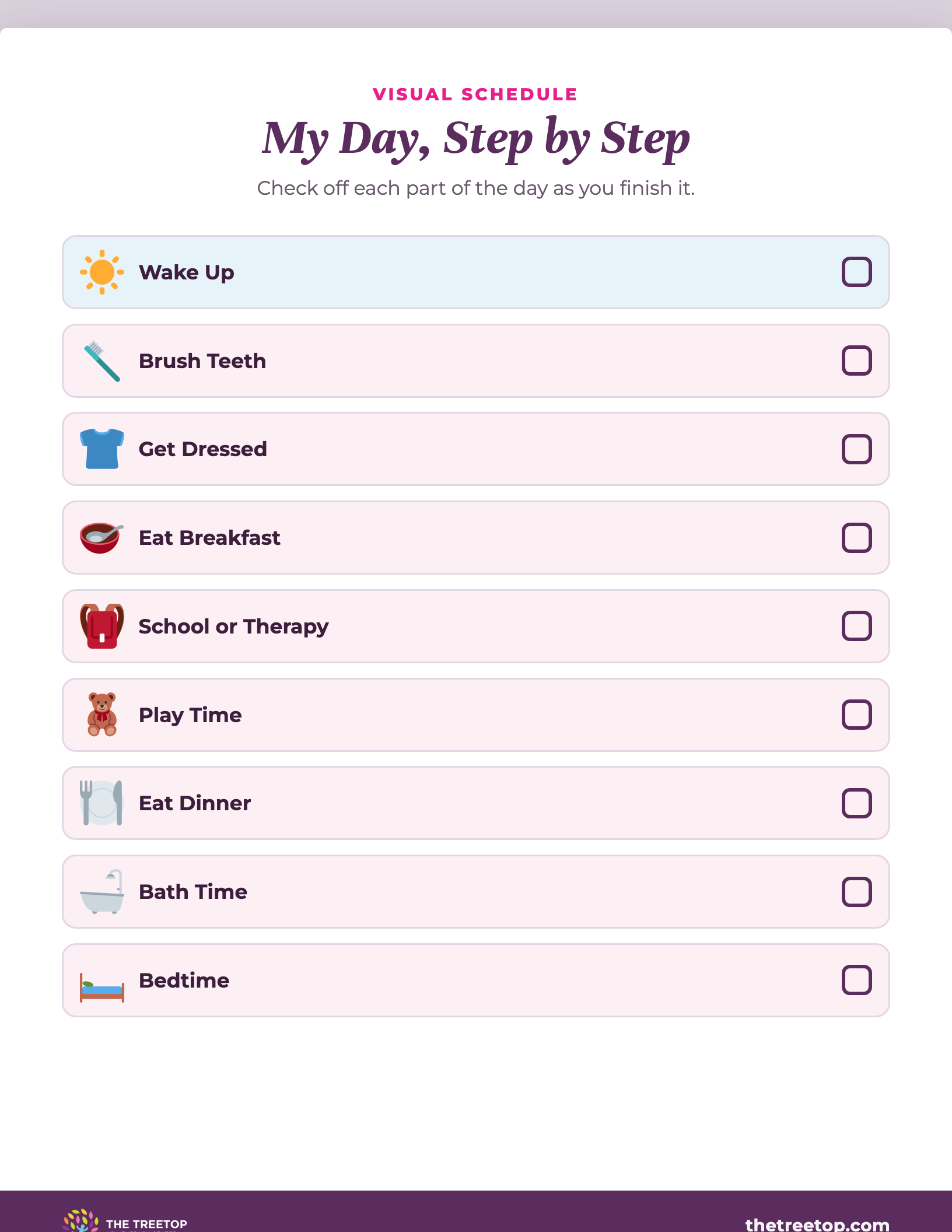 Daily visual schedule printable