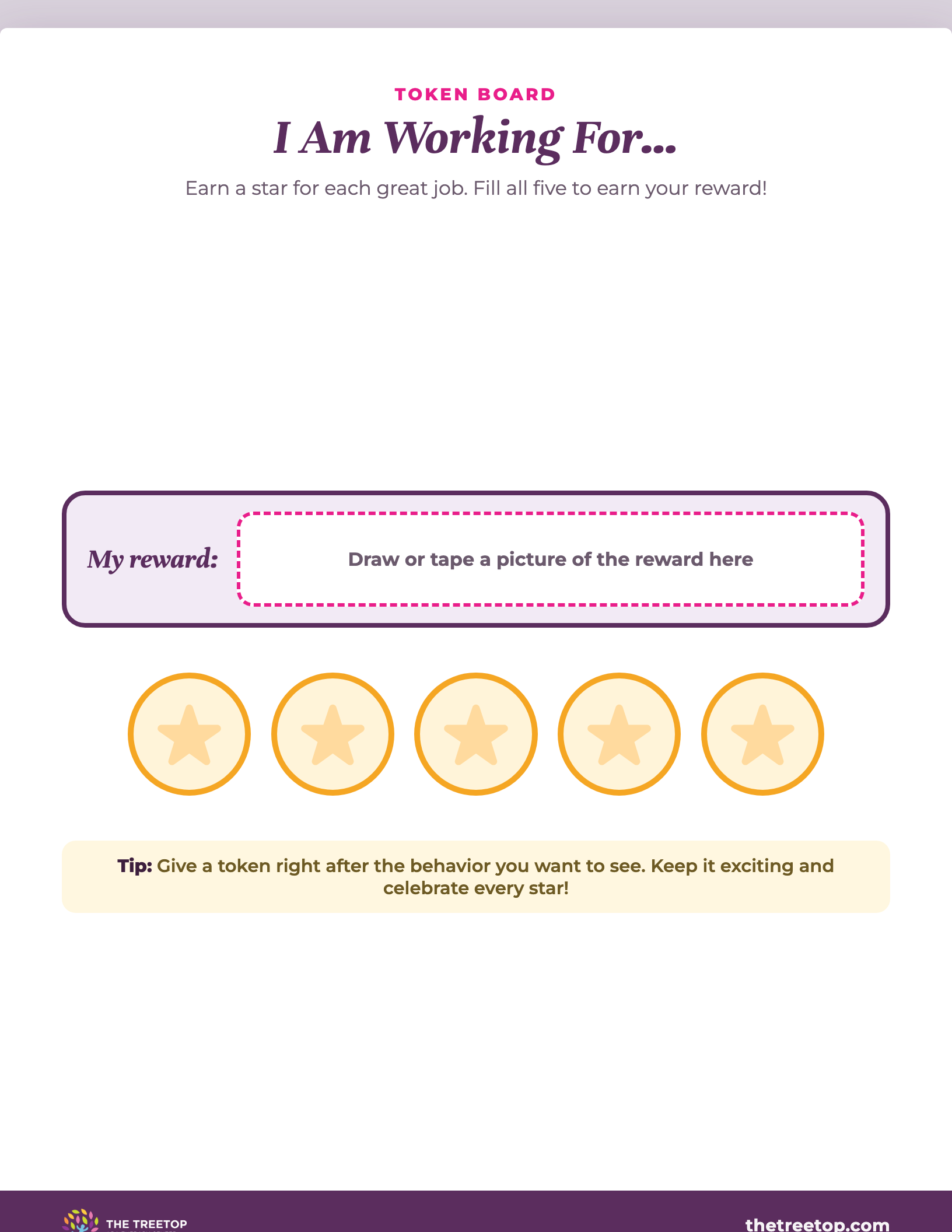Token reward board printable